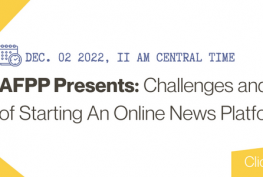 Challenges and Rewards of starting an online news platform. Event poster.